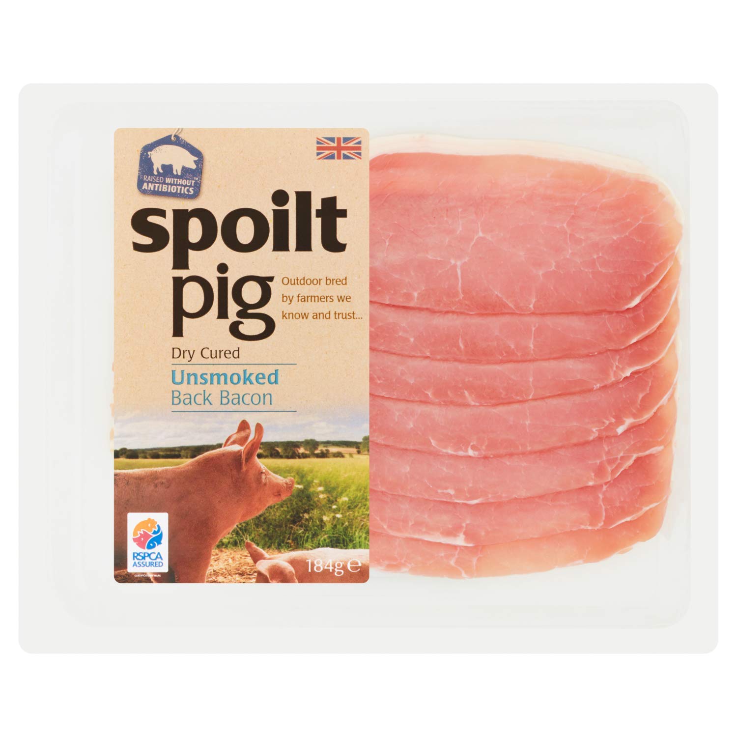 Spoiltpig Outdoor Bred Dry Cured Unsmoked Back Bacon, 184g