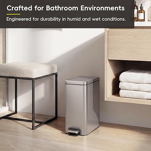 Tacho de Basura EKO 10L con Pedal y Tapa Suave, Acero Inoxidable miniatura 8