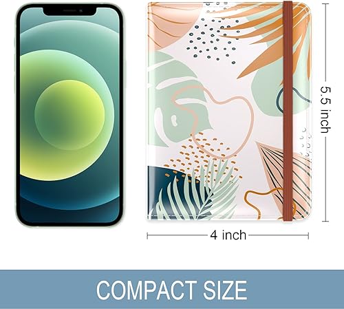 Miniatura 7 de Soporte para pasaporte, cartera de piel RFID para pasaporte de viaje para mujeres y hombres, Verde (Green leaves), Compacto