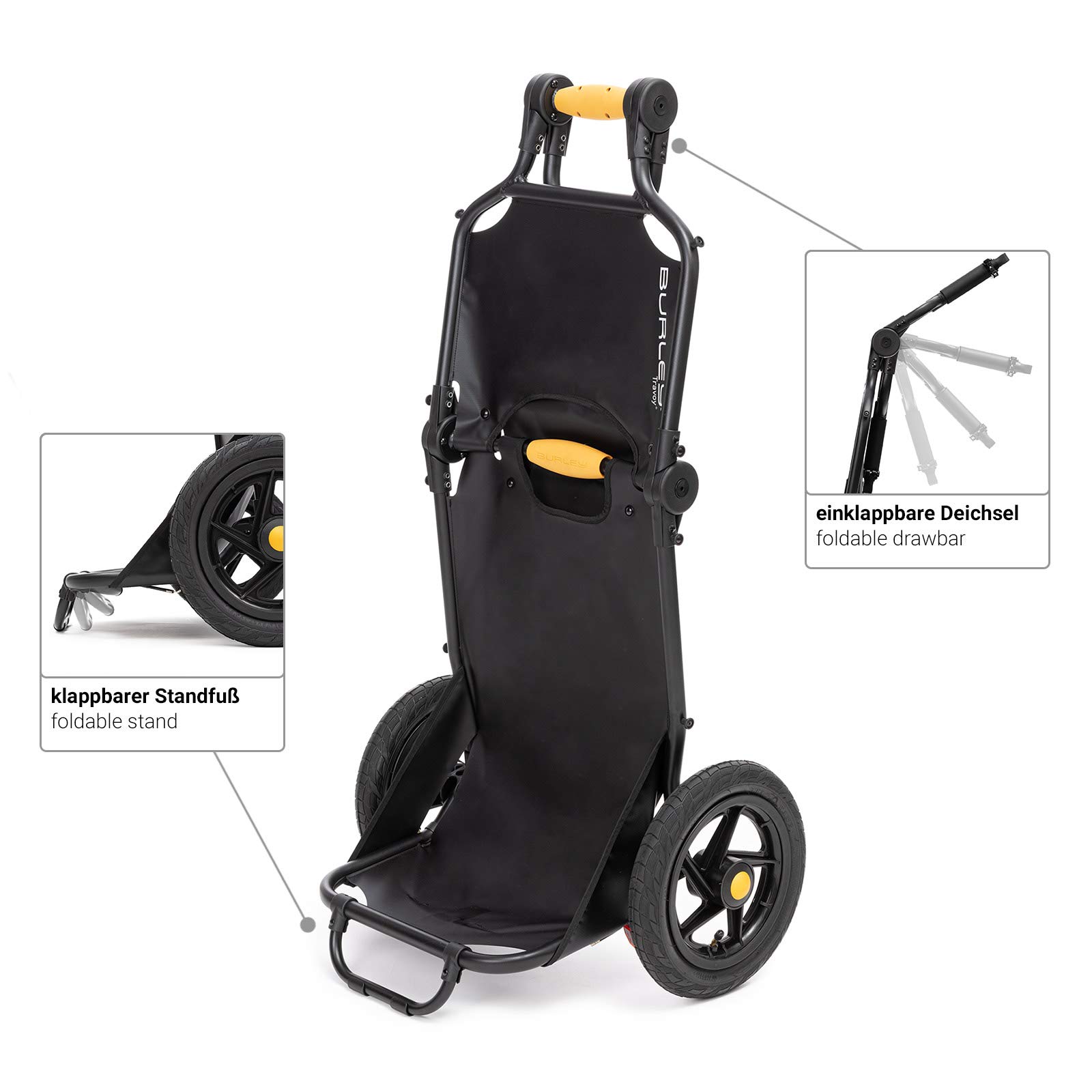 qeedo Travoy Fahrrad Lastenanhänger (2020) Set mit Qeedo Faltboxen - Black
