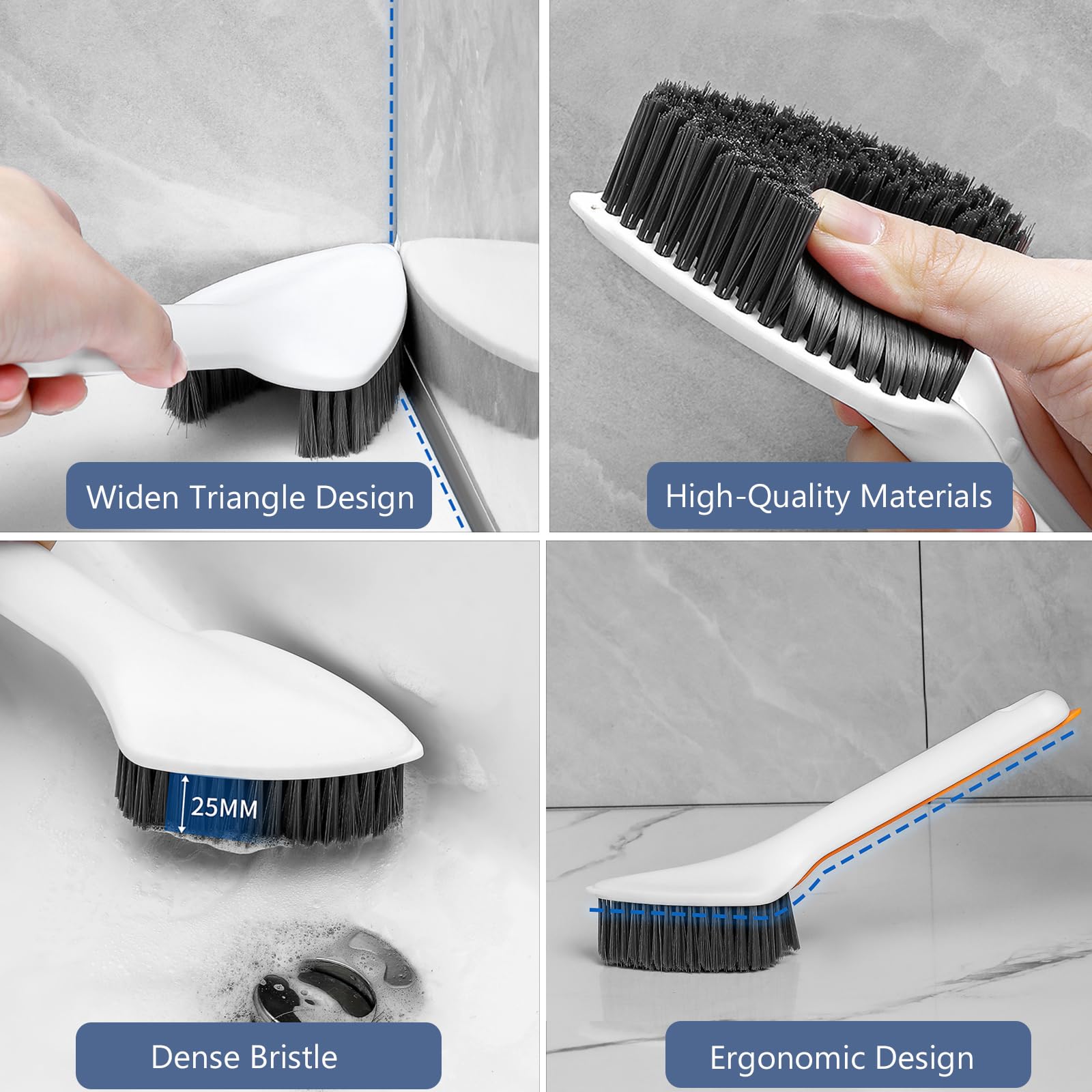 Cepillo de limpieza para hendiduras, cepillo de limpieza de grietas de cerdas duras, cepillos de limpieza 3 en 1 para uso doméstico, cepillo de limpieza multifuncional para baño, cocina,