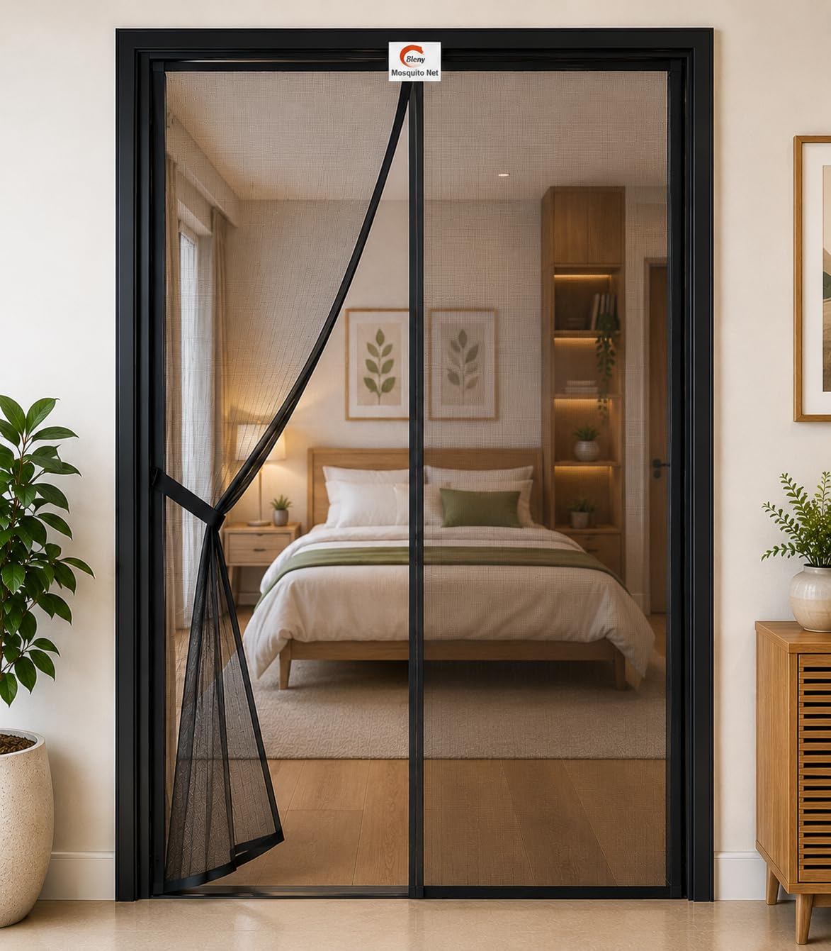 BLEMY Magnetic Door Mosquito Net Curtain | (Size- 210 X 100 CM) Auto Close Magnetic Mesh Door Screen | Easy Installation with Velcro | Insect & Fly Protection for Home-image-48