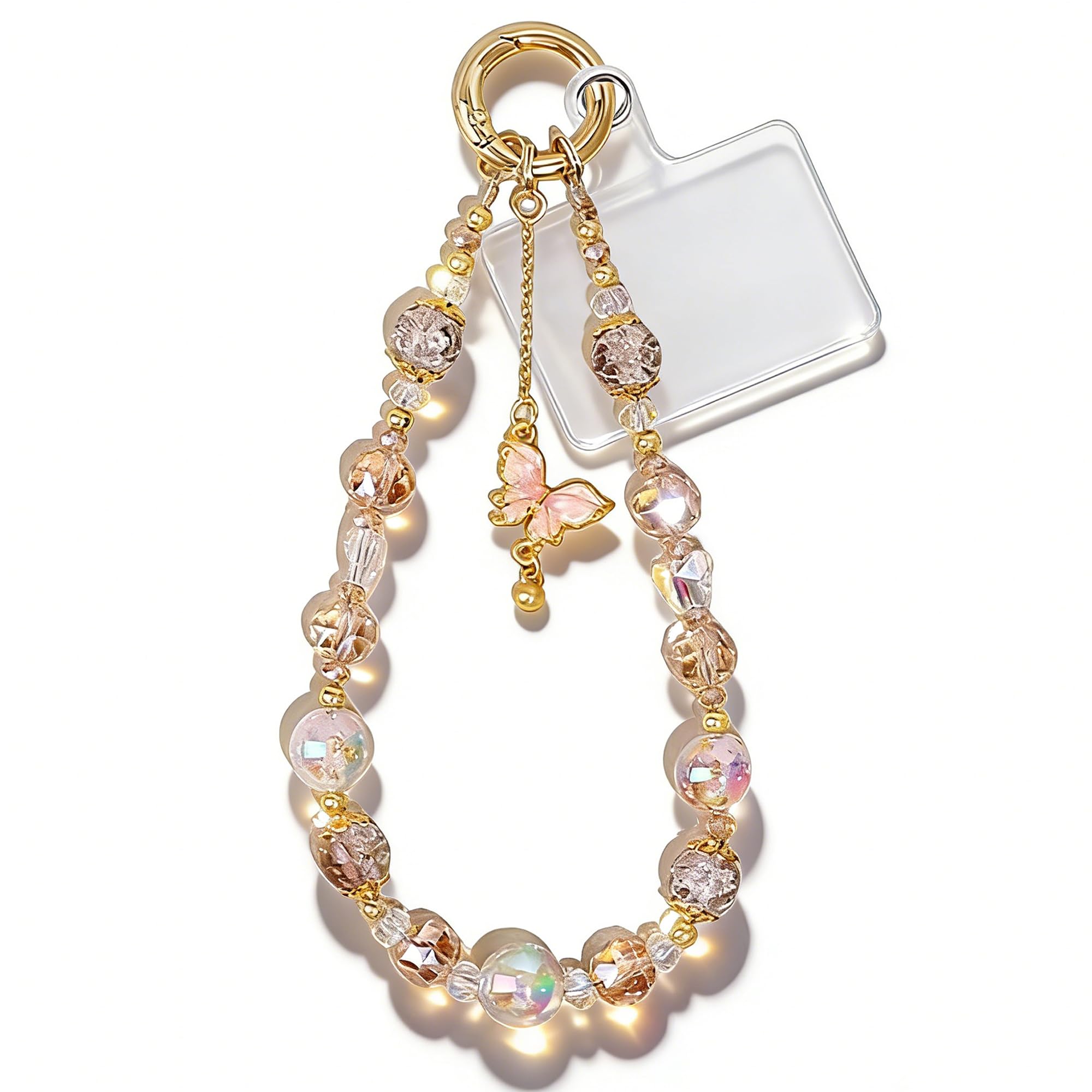 MXHLXRMP Beaded Wristband With Crystal Bow Pendant - Cute Phone, Keychain, And Camera Wristband, Versatile Decoration For Phone Cases And Bags - 1