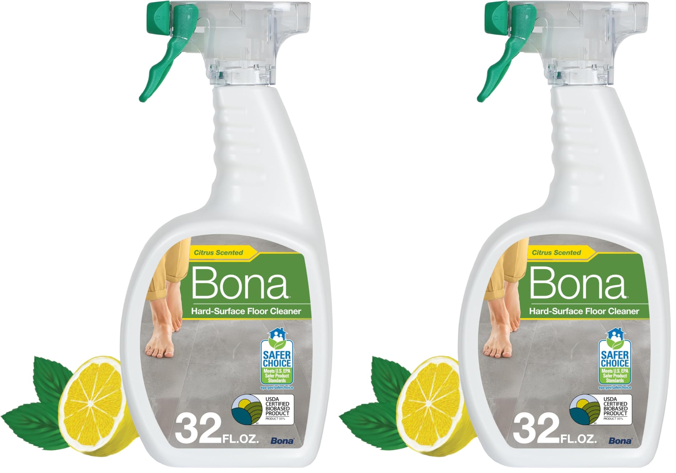 Bona Multi-Surface Floor Cleaner Spray, 2 x 32 fl oz (946 ml) | Residue-Free Cleaning for Stone, Tile, Laminate, Vinyl - main product image