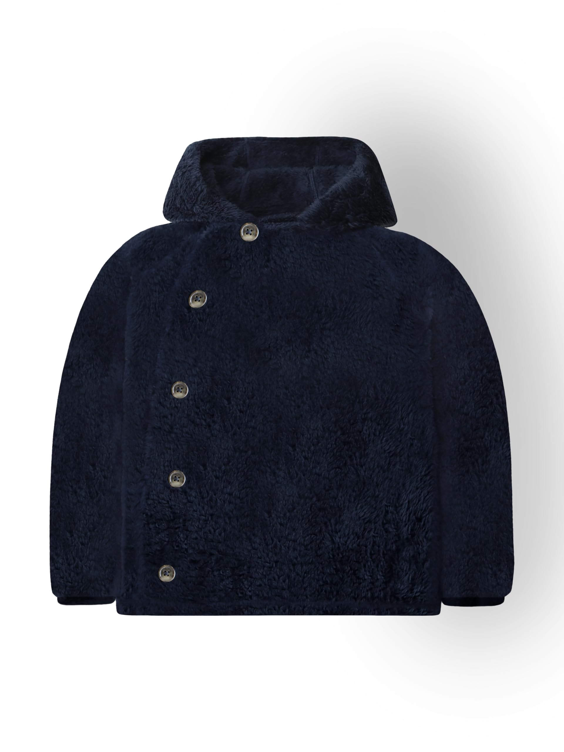 Navy Solid 100% Polyester Full Sleeve Hood Winter Sweatshirt for Boys & Girls