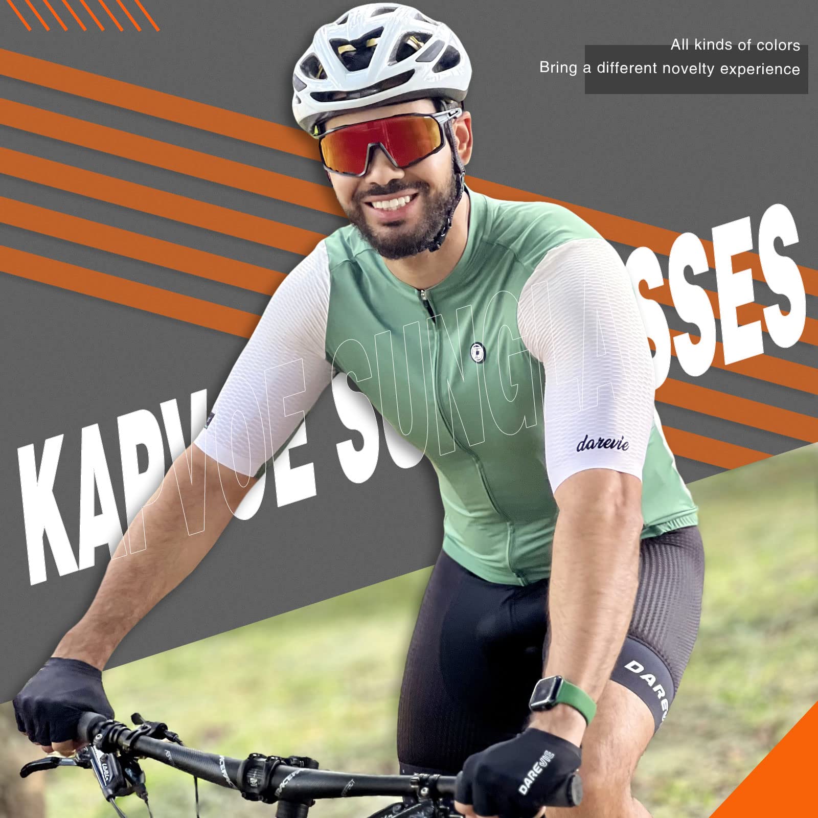 KAPVOE Gafas de Ciclismo Polarizadas Hombre Mujer MTB Bicicleta Montaña con 3 Lentes K76-3L