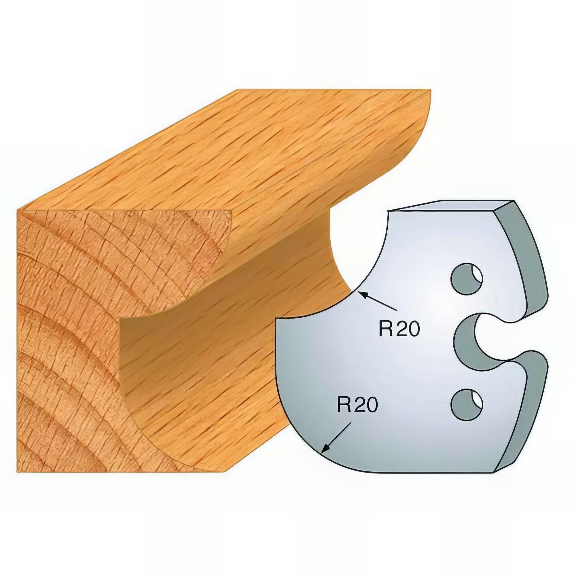 238 : Jeu de 2 fers congé 20 mm ht 50 mm pour porte outils entr'axe plot 24 mm