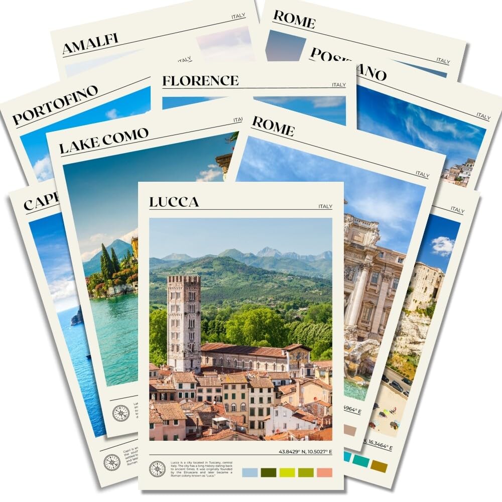 10Pcs Vintage Travel Canvas Wall Art Italian Cities Travel Poster Trendy Rome Colosseum Florence Venice Amalfi Coast Lake Como Print For Office Home