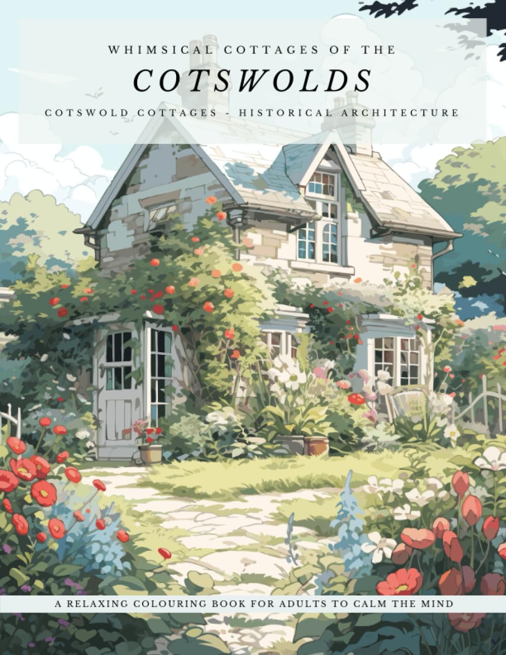 Whimsical Cottages of the Cotswolds - A Relaxing colouring book for adults to calm the mind: Explore the whimsical, fairy-tale cottages of the ... Stress. Cotswolds Architecture, Wild Flowers.