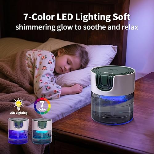 Miniatura 4 de Aozale Purificador de aire de agua para el hogar, purificadores de aire silenciosos a base de agua de velocidad variable con luz nocturna LED,