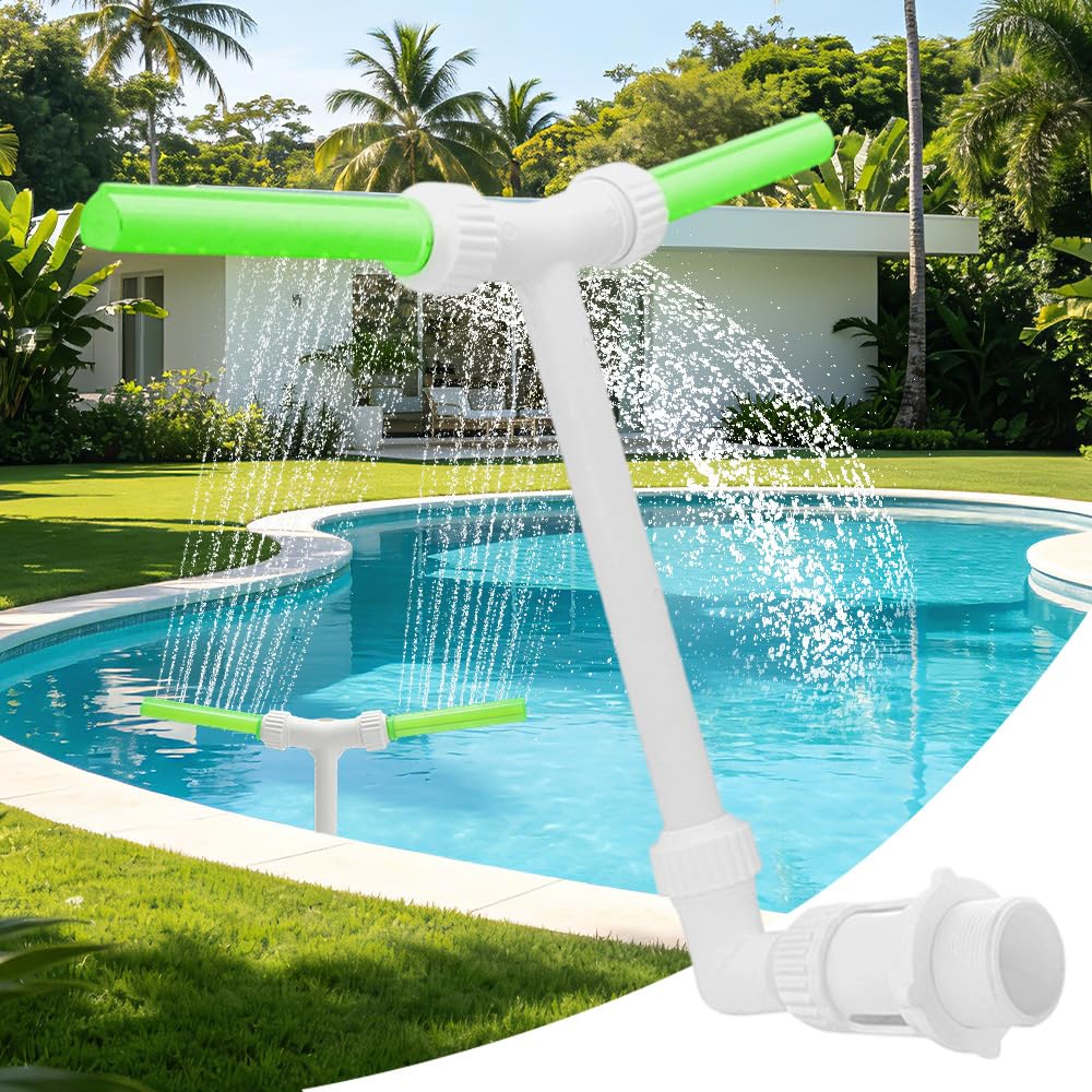 Fontaine de Piscine Cascade à Double Jet avec Arrosage Réglable Haute Pression, Deux TêTes et Connecteur 1,5 in