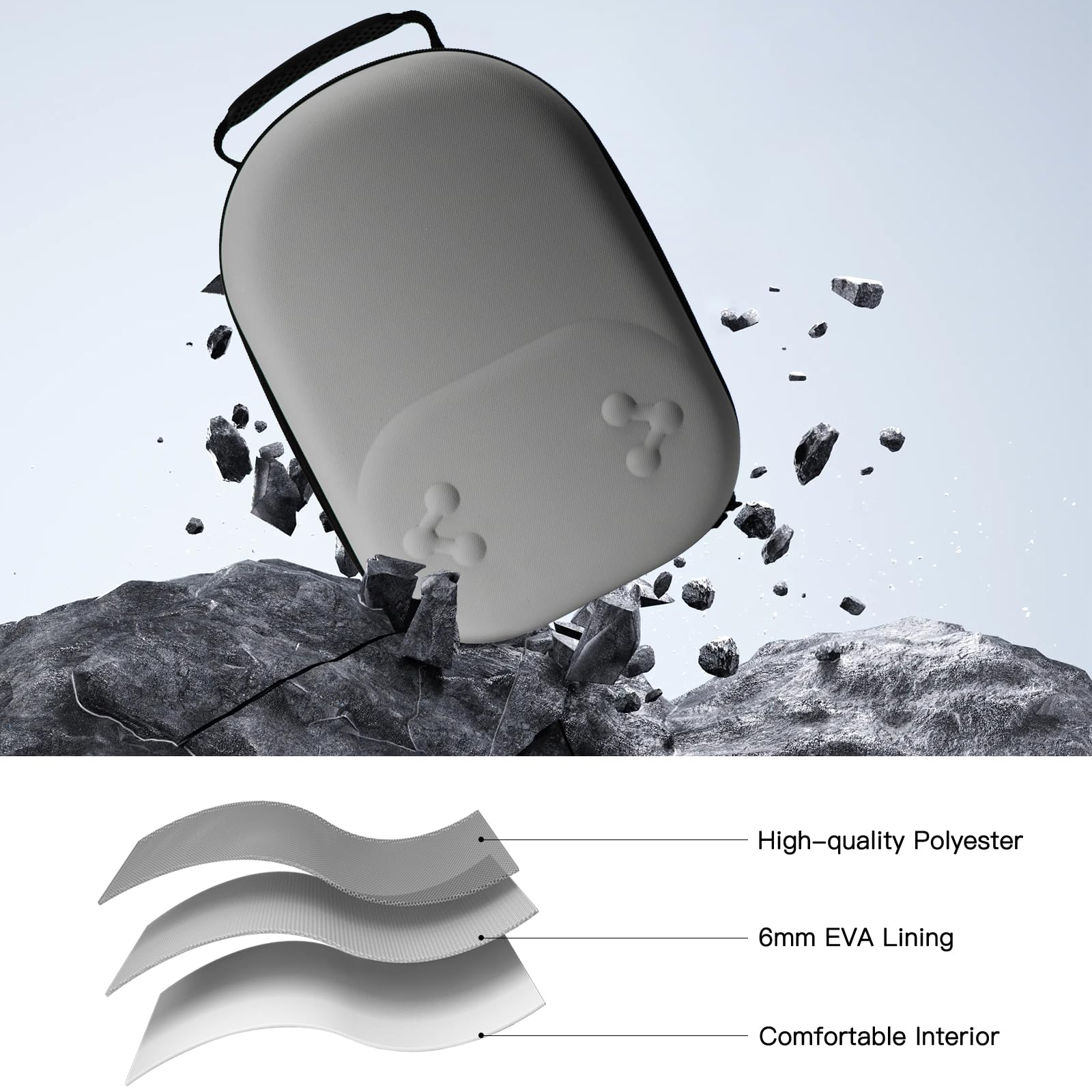 Hard Carrying Case Compatible with Oculus Meta Quest 3/3S,VR Headset Elite Strap and Touch Controller Accessories Carry Case,Hard Shell Travel Storage Bag (Grey) - 4