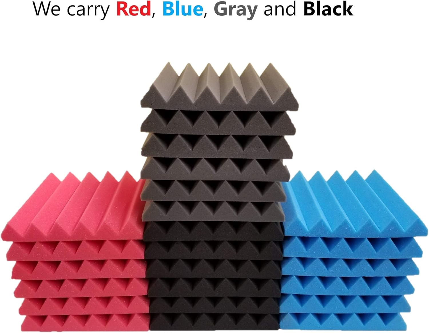 Bookishbunny 2 inch Acoustic Foam Panels Wedges Studio Sound Proofing Recording Studio 12" x 12" x 2" (12 Packs, Blue)
