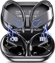 True Wireless Earbuds Bluetooth 6.1, Over the Ear Earbuds with Earhooks 120H Playtime Wireless Headphones LED Display Audifonos Inalambricos Bluetooth Headphones for Running Gym Workout (Black)