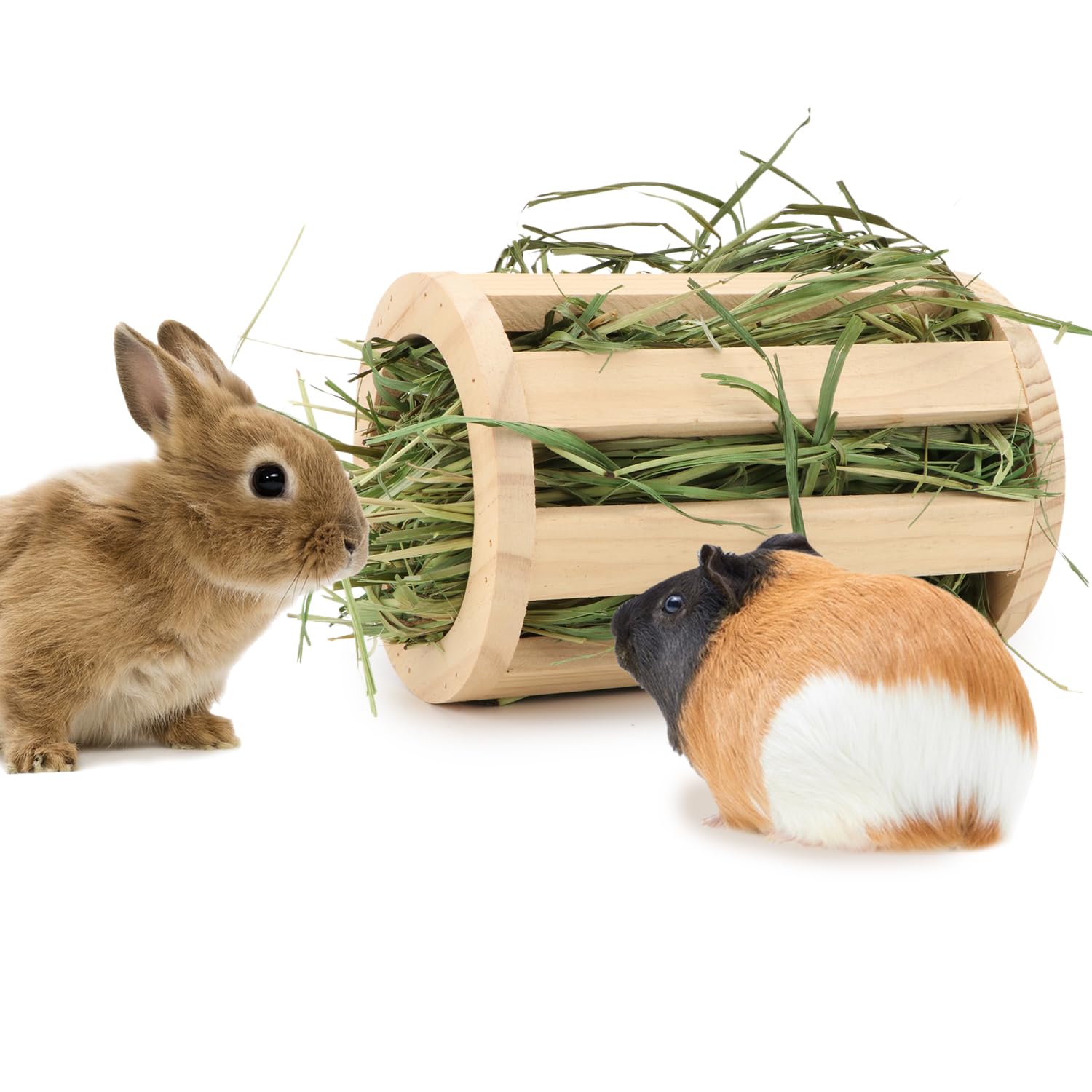 Rabbit Hay Feeder Rack Wooden Food Manger Grass Holder for Small Pets Bunny Chinchilla Guinea Pigs