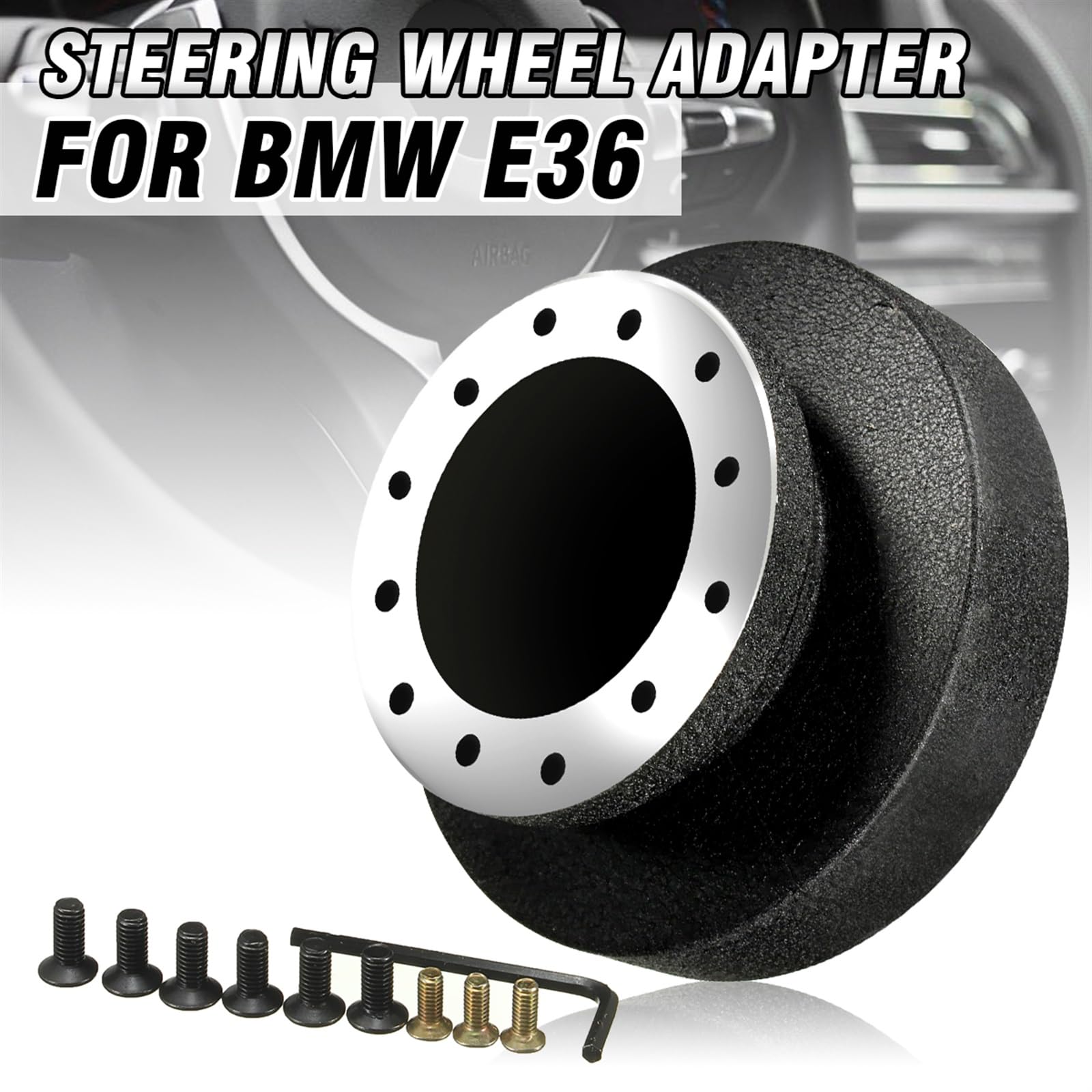 Adaptateur De Moyeu De Volant Pour BMW E36 - Compatible MOMO, OMP, NRG - Alliage D'aluminium Noir