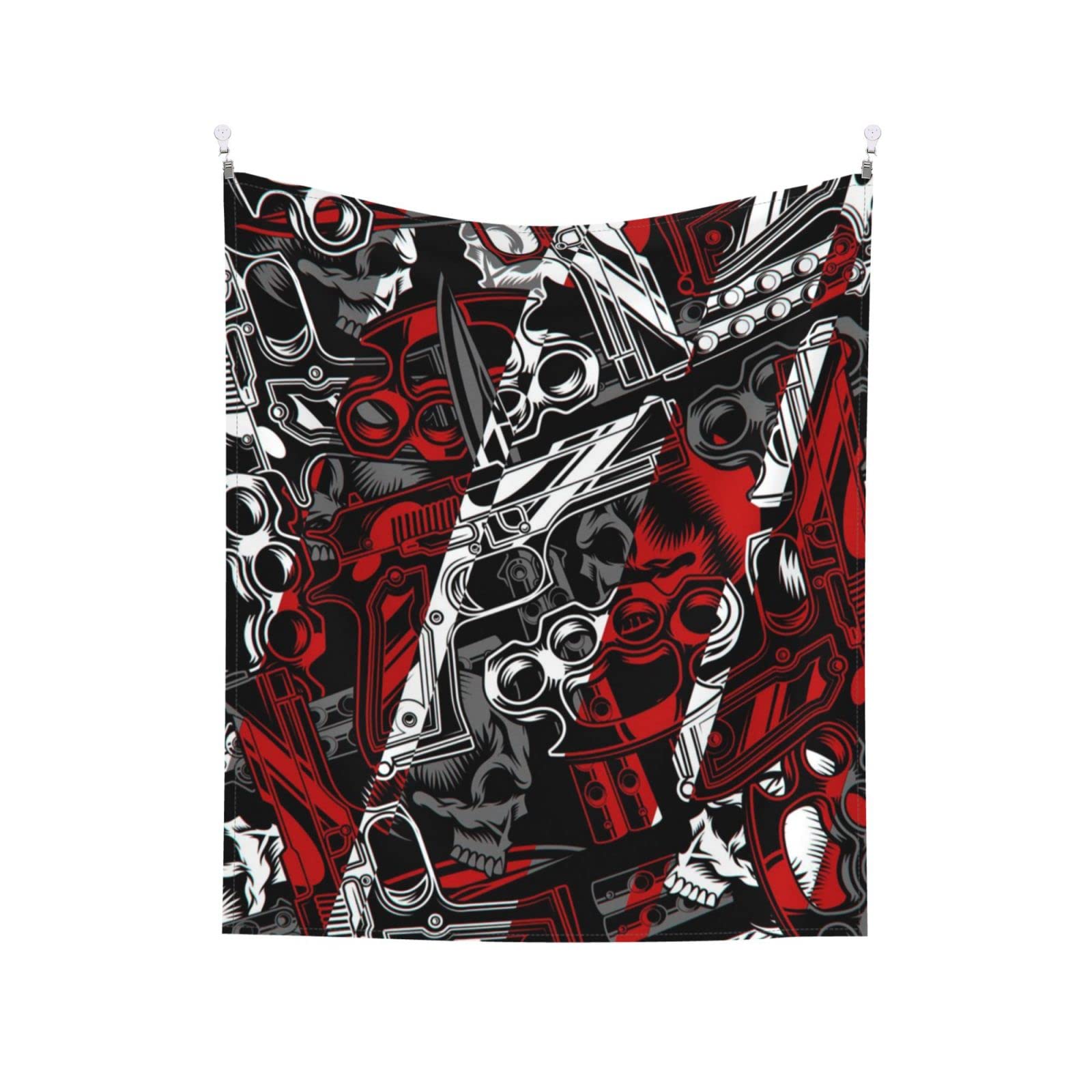 452 Aesthetic Wall Decor Brass Knuckles Pattern Skull Dark Garden Tapestry Durable Art Tapestry Soft Home Decor For Dorm Room Beach Home 229x152cm