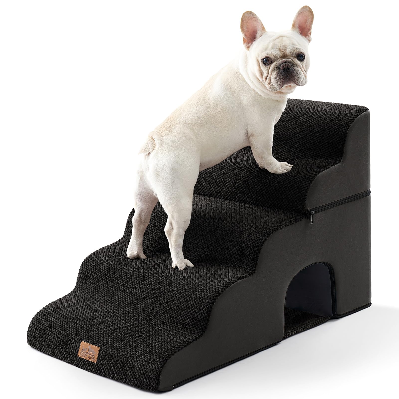 COZY KISS Dog Stairs,with condo,22.4" H 5 Steps for Bed,Black