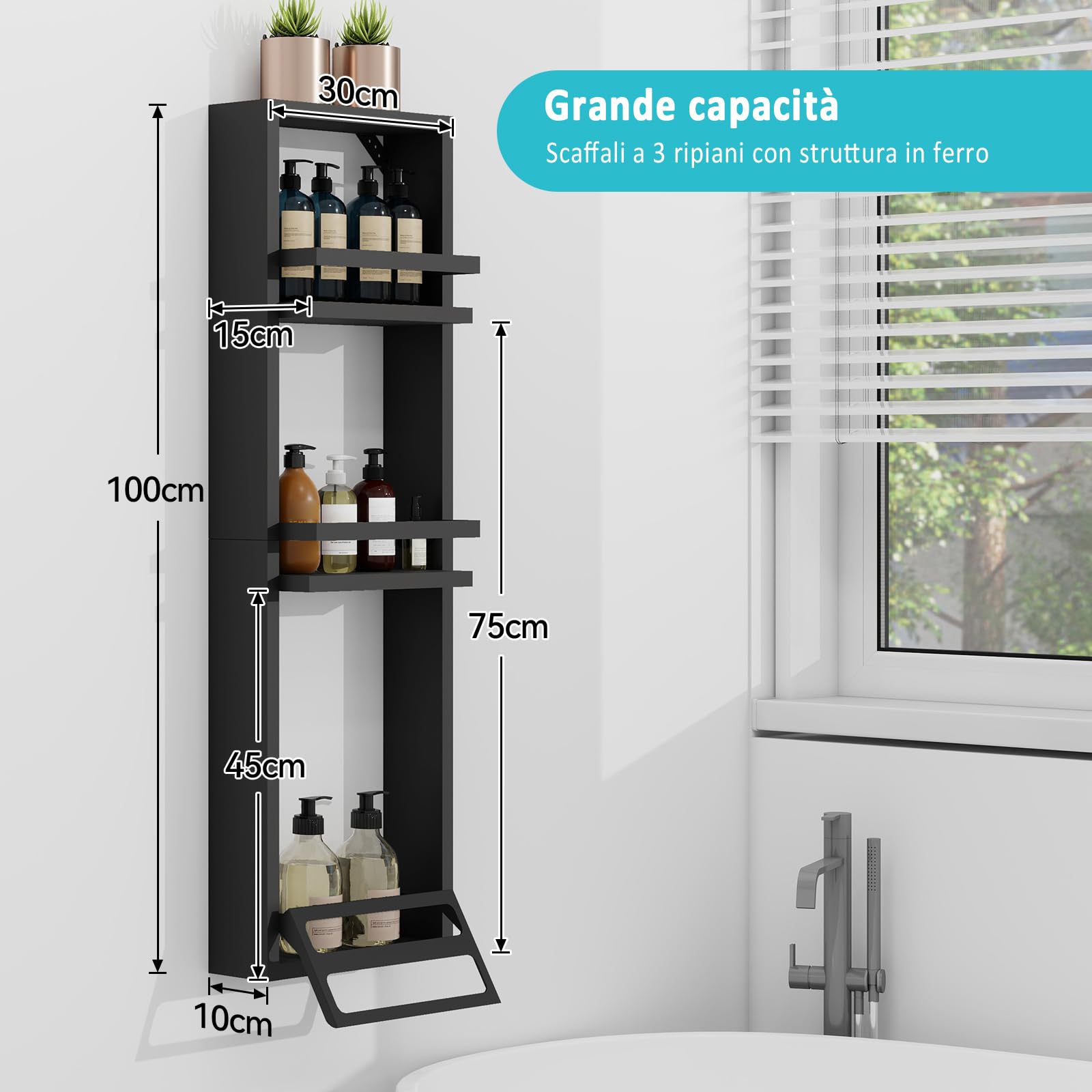 YU YUSING Porta Asciugamani Bagno 3 Ripiani, Mensole per Bagno