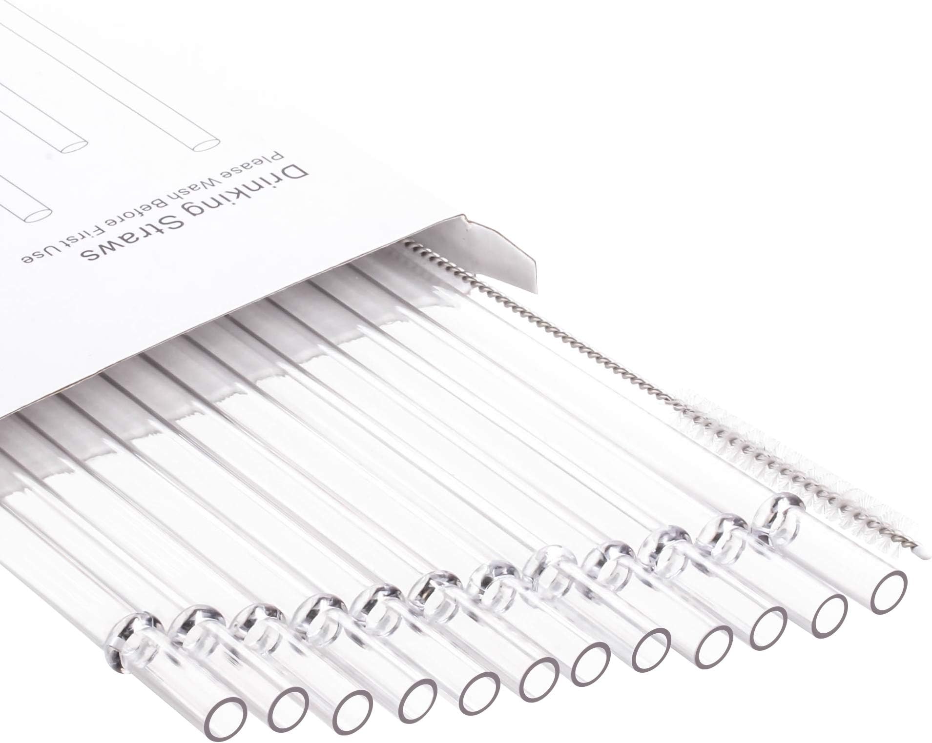 Dakoufish 13 Inch Reusable Clear Plastic Straws Extra Long for 32 OZ-100 OZ Tall Water Bottle Mug Tumblers Rambler Mason Jar 12packs with One Brush (13inch,Clear)