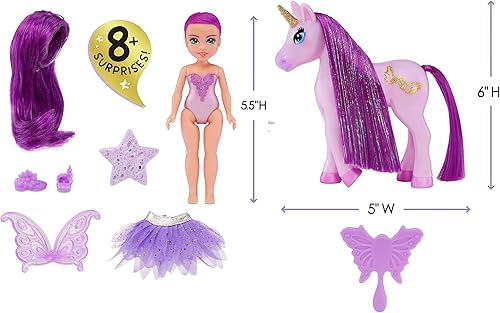 Miniatura 5 de MGA Entertainment Dream Bella Color Change Surprise Little Fairies - Muñeca de 5.5 pulgadas y unicornio pequeño, paquete de 2 unidades, Aubrey y