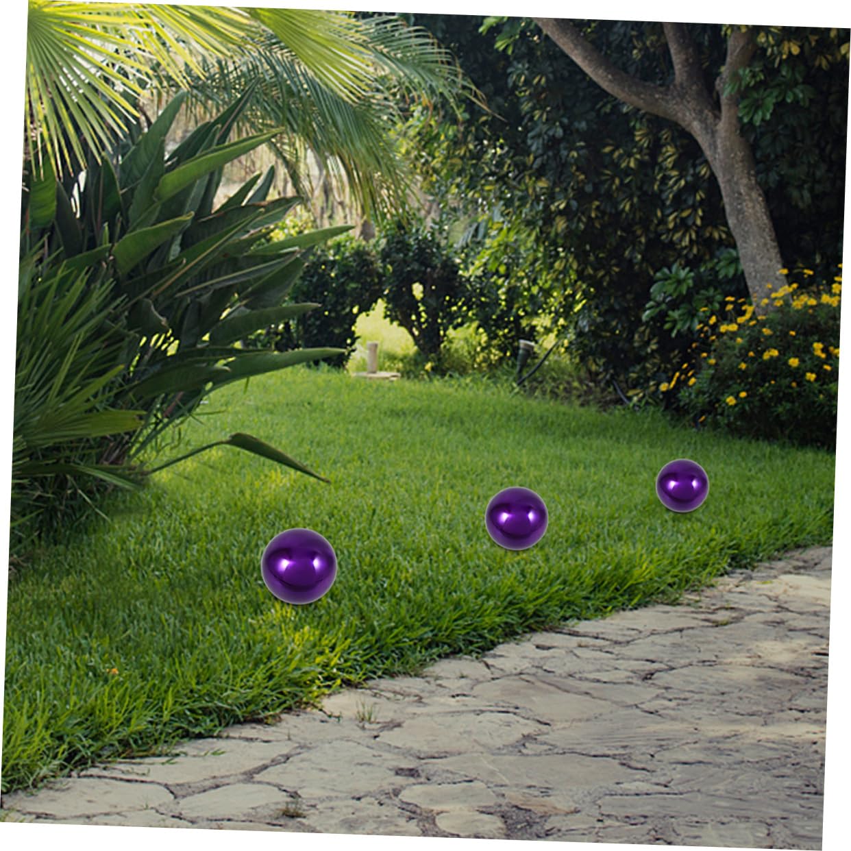Graziosa Sfera Riflettente da Giardino in Acciaio Inox Porpora 2 Pezzi