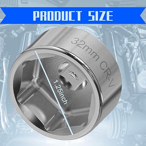 Miniatura 2 de 1 llave de filtro de aceite de 6 puntos automotriz de 1.260 in, herramientas de desmontaje de bandeja de aceite de perfil bajo, llave de tubo