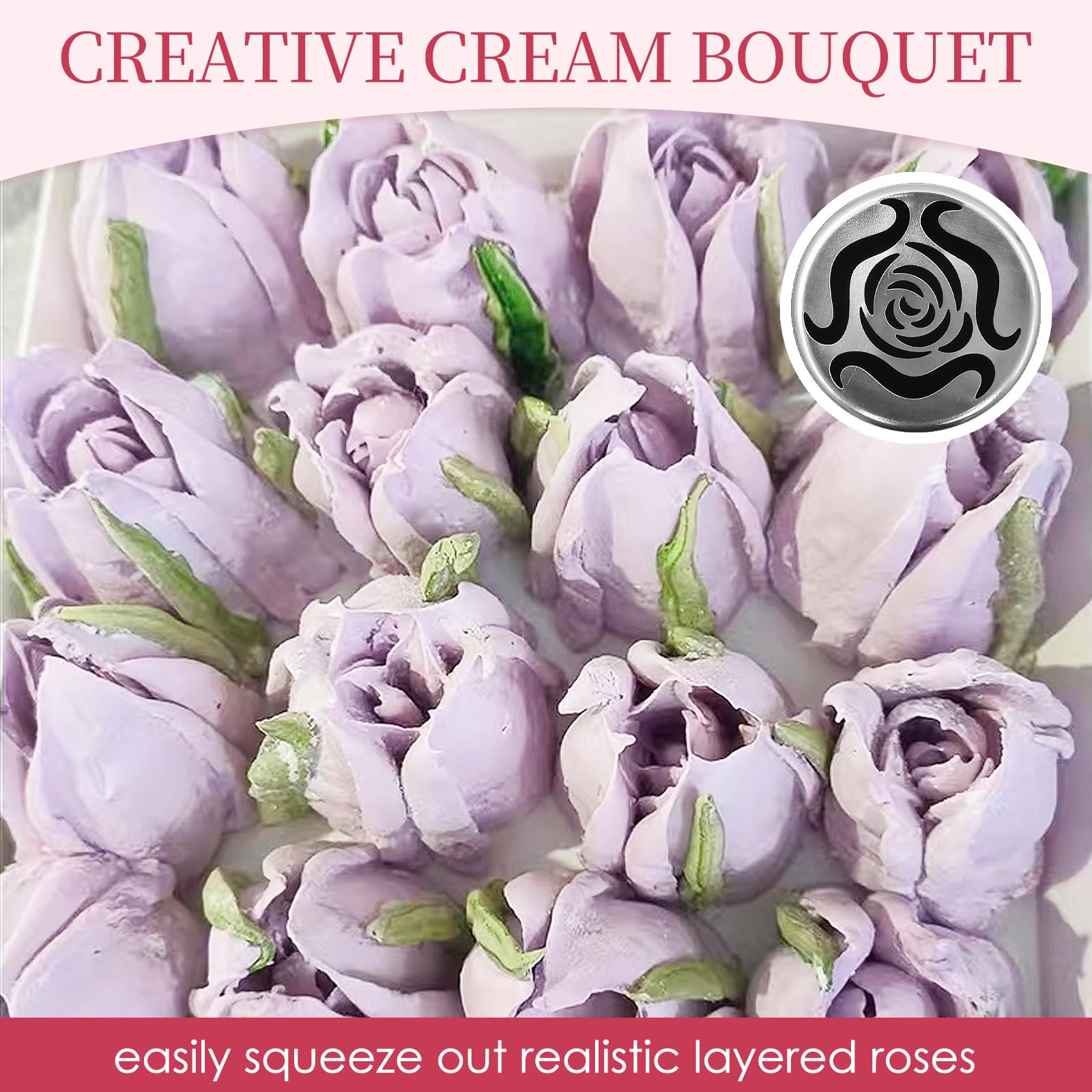 6 beccucci a forma di fiori grandi, in acciaio inox, riutilizzabili, set di beccucci russi per sac à poche per pasticceria, decorazione di cupcake, torte, macaron