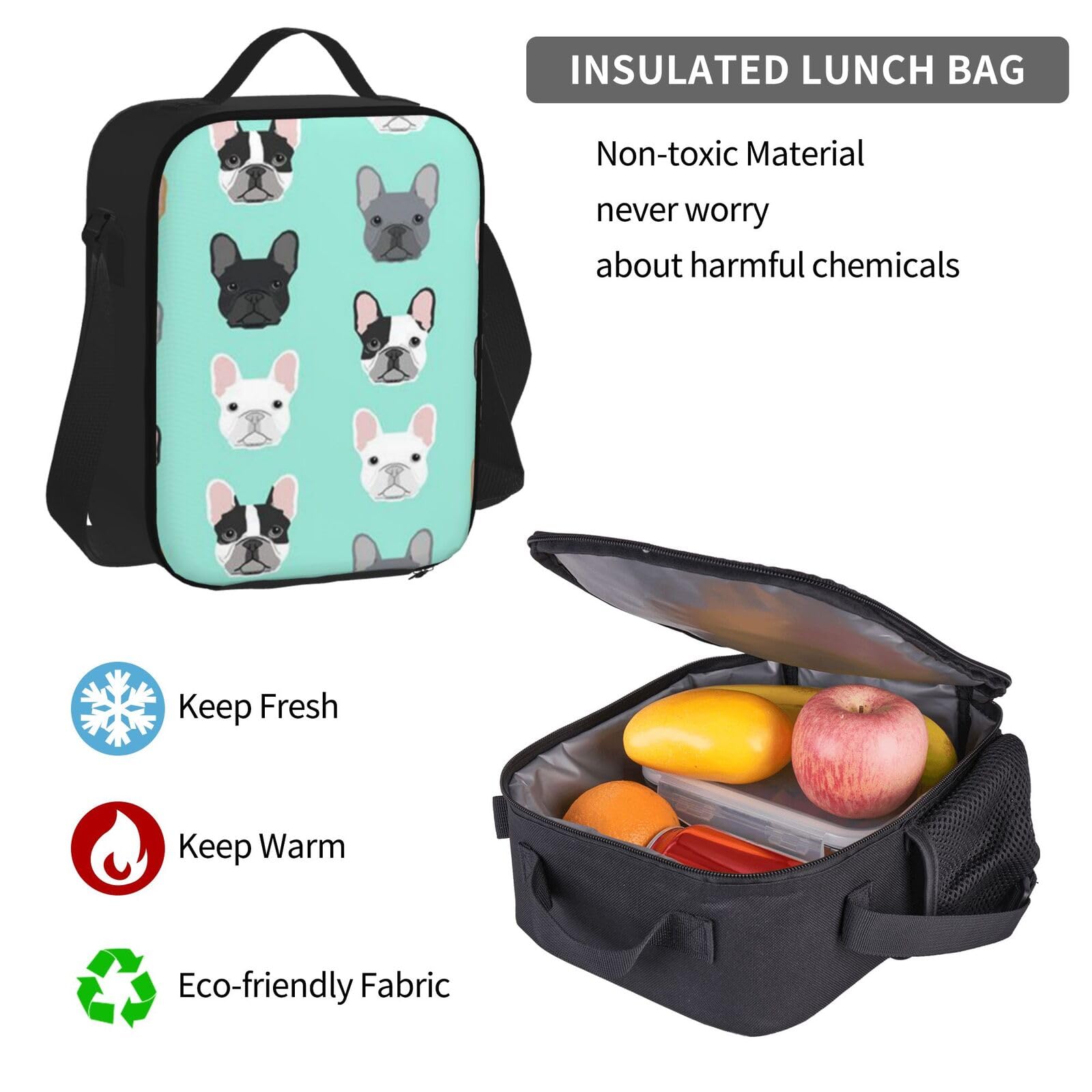 Taekwondo Kampfsport-Schulbücher-Set mit Lunch-Tasche, Federmäppchen, Reise, Laptop, Rucksack, Schultasche, 3-teiliges Set, Französische Bulldogge, Einheitsgröße, Schulrucksack