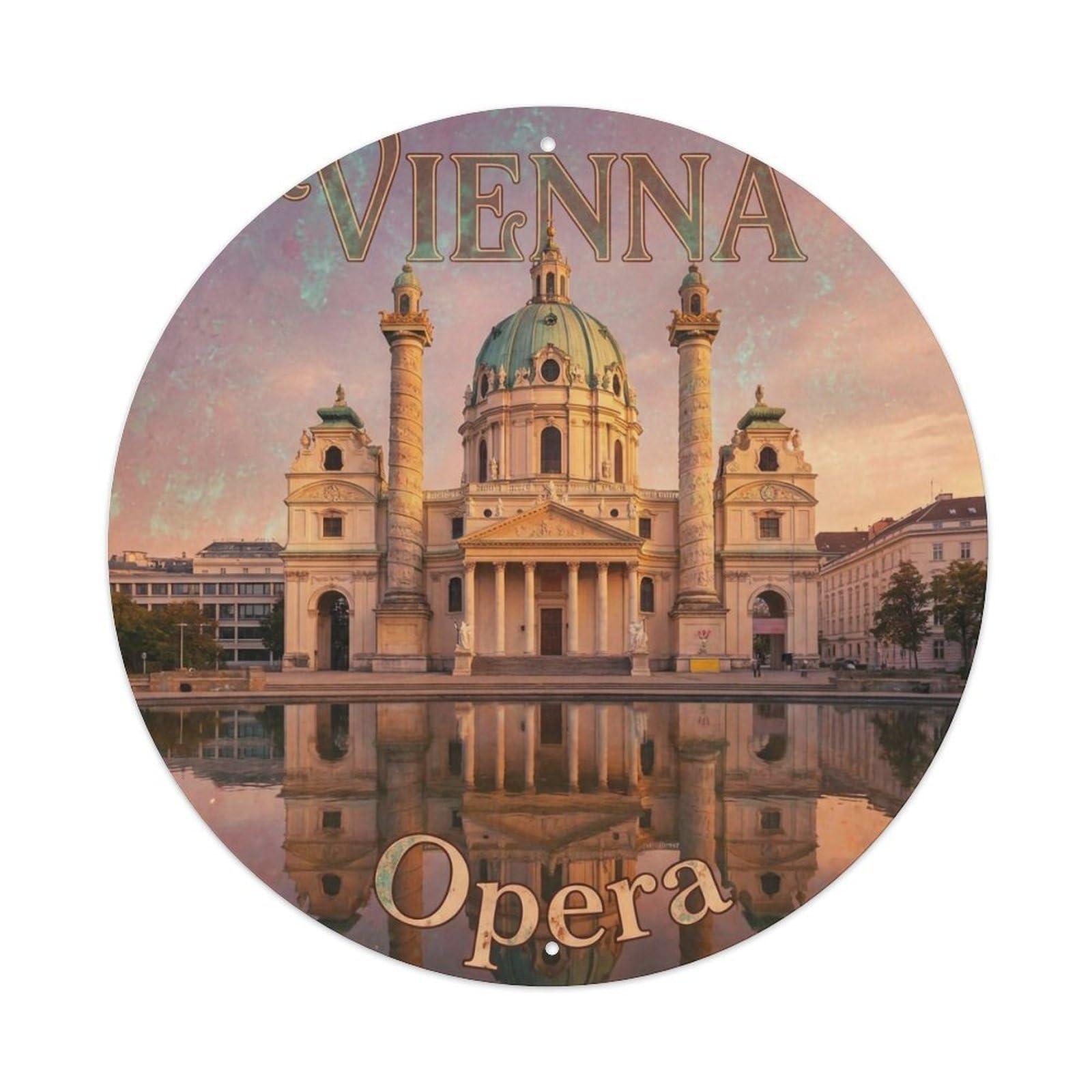Yrnq 8X8inch Vintage Style Vintage Travel Vienna Austria History Metal Tin Sign