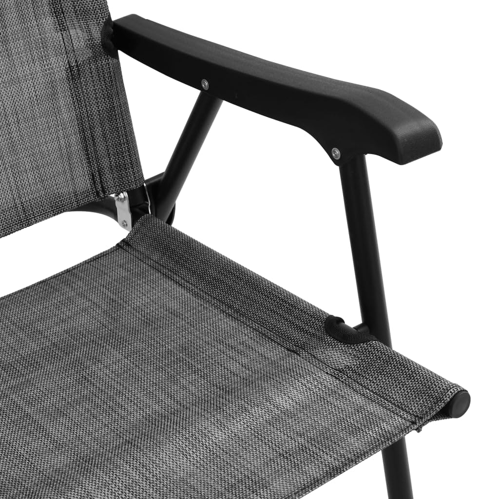 Składane krzesła ogrodowe, 8 szt., stal melanżowa i tekstylne, krzesło kempingowe, meble ogrodowe, składane z podłokietnikami, na taras, balkon, do użytku na zewnątrz