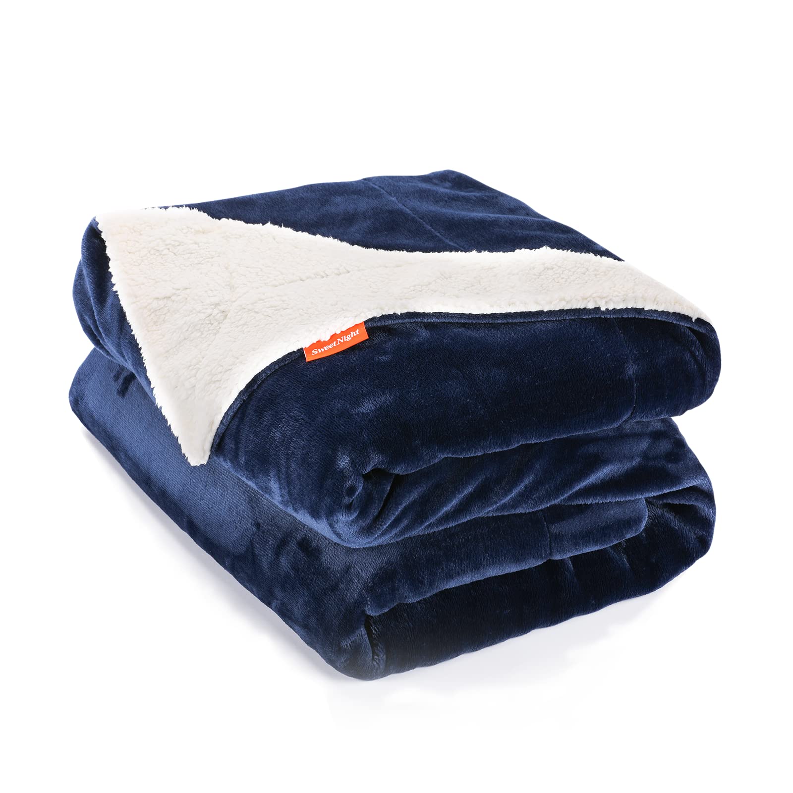 Sweetnight Manta Cama Grande de Invierno | 150 x 200 cm| Manta Sofá de Microfibra Franela de Doble Cara | Manta Forro Polar Reversible Cálida | Extra Suave y Transpirable | Azul Marino