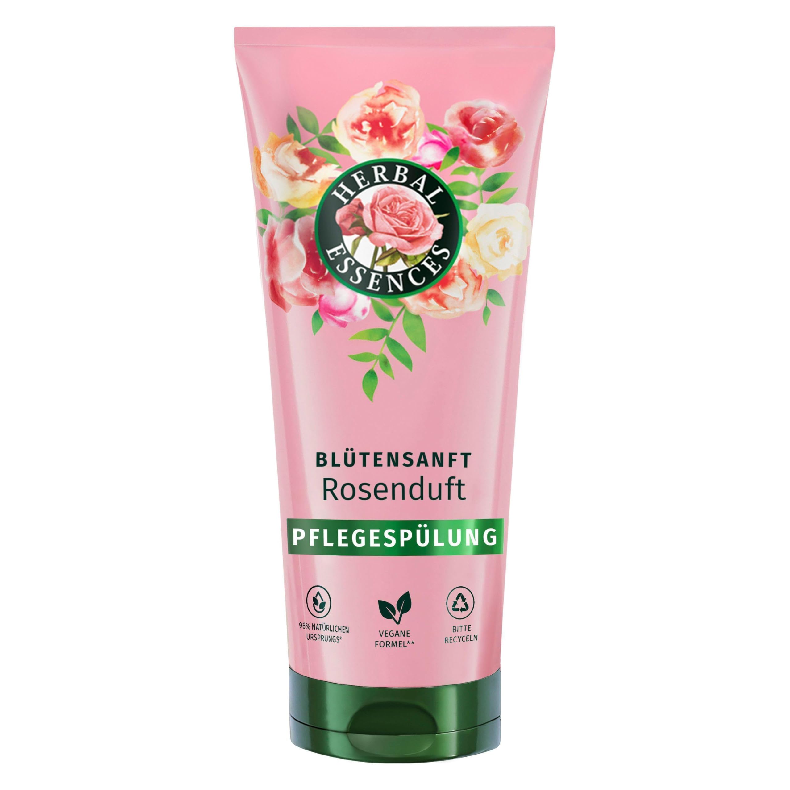 Herbal Essences Blütensanft Pflegespülung mit Rosenduft 250ml | von Stumpfem Haar zu Seidig Glänzendem Haare, mit Rosenessenz, Inhaltsstoffe natürlichen Ursprungs, Vegan