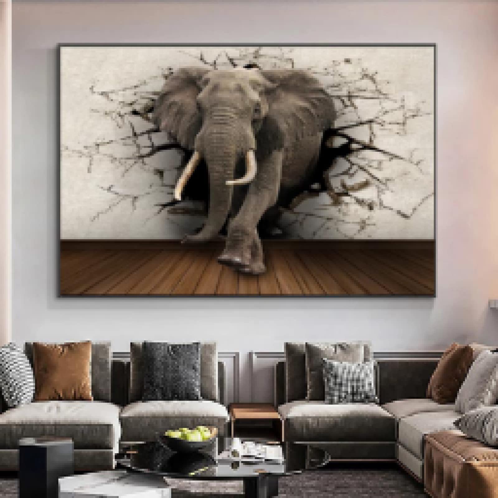 dsdsgog Elefanti Sfondano Animali Astratti della Tela di Canapa Pittura La Parete Poster E Stampe Immagini di Arte Della Parete Per La Decorazione del Soggiorno 60x80 cm Senza Cornice