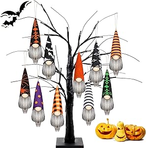 Halloween Decorations Gnome Ornaments Set of 10, Plush Hanging Gnomes Decorations, Handmade Tomte Swedish Gnomes Ornaments Fireplace Tree Hanging Scandinavian Elf Outdoor Home Table Decor