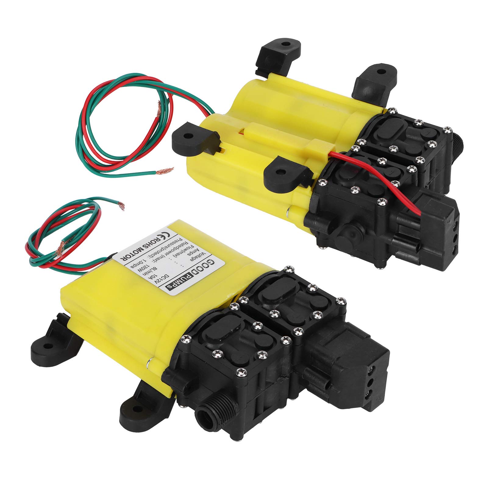 Pompe à membrane haute pression 12 V 120 W 8 L Pompe à haute pression avec connecteur en cuivre Pompe à injection d'eau automatique