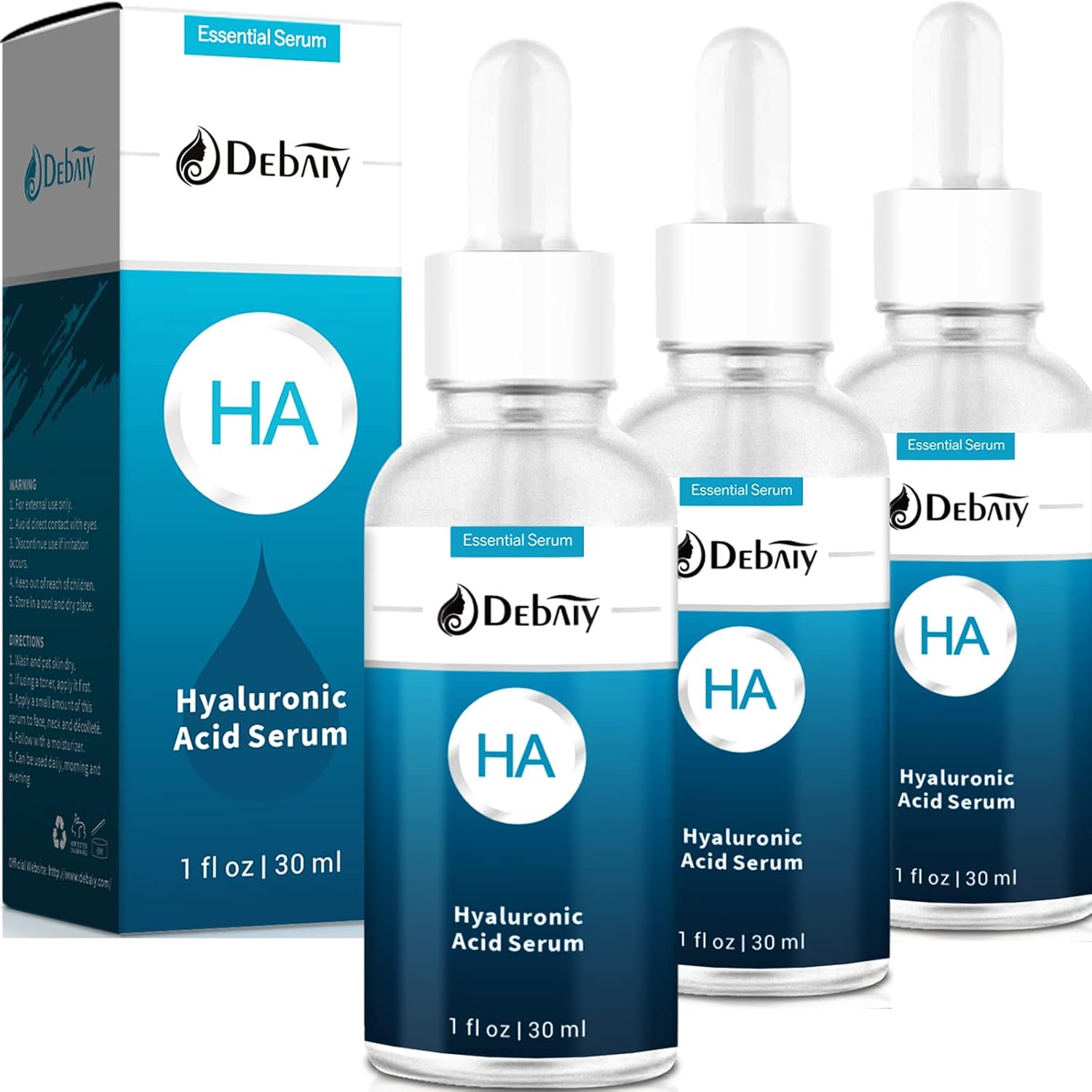 DEBAIY 3 Pack Hyaluronic Acid Serum for Face Moisturizing Anti-Aging Serum -(1fl.oz|30ml)