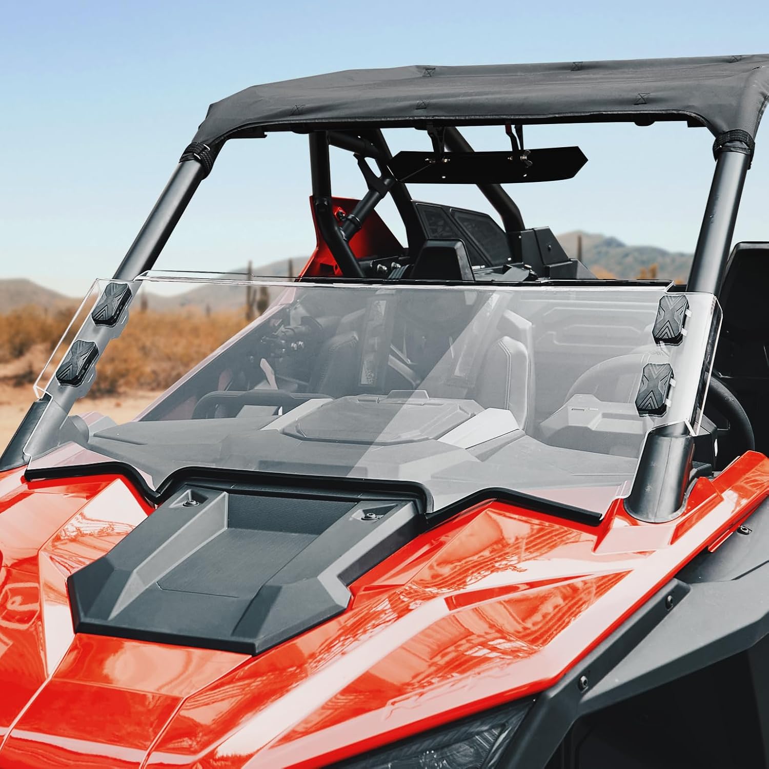 KEMIMOTO 1/2 Half Windshield Compatible with Polaris RZR PRO XP /4 RZR PRO R / RZR Turbo R 2020-2023 Polycarbonate UTV Front Clear Heavy Duty Windshield Shock Resistant Prevents Rocks Wind Debris