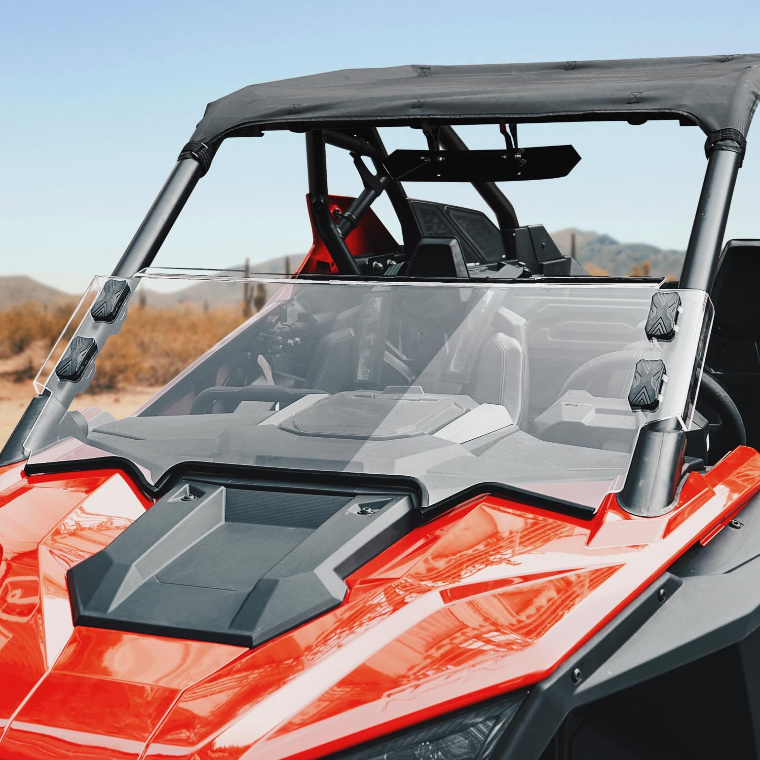 KEMIMOTO 1/2 Half Windshield Compatible with Polaris RZR PRO XP / PRO R / Turbo R 2020-2024 Polycarbonate UTV Front Clear Heavy Duty Windshield Shock Resistant Prevents Rocks Wind Debris