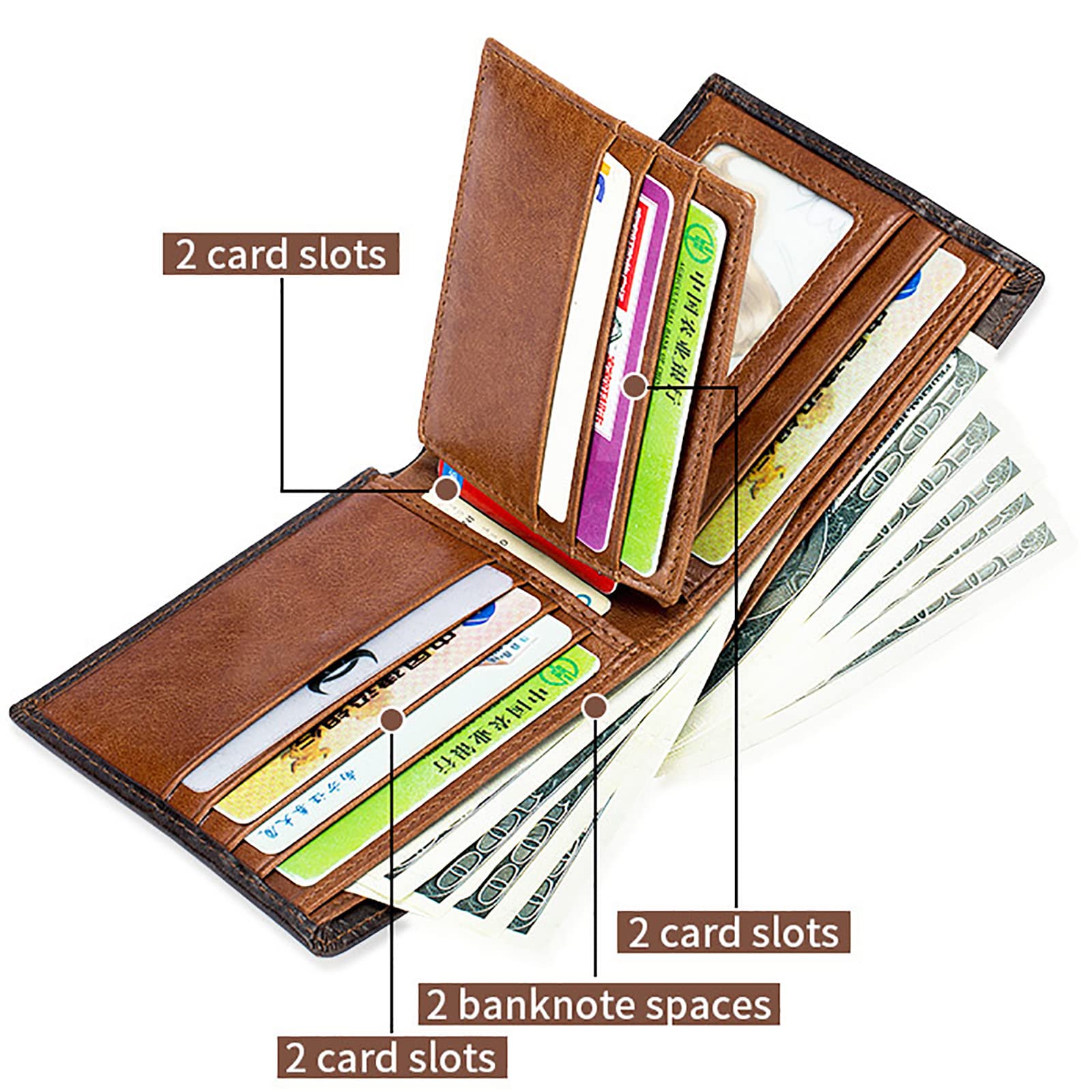 Portefeuilles, Portefeuille Compact en Cuir Souple avec Blocage(Red,Without Box)