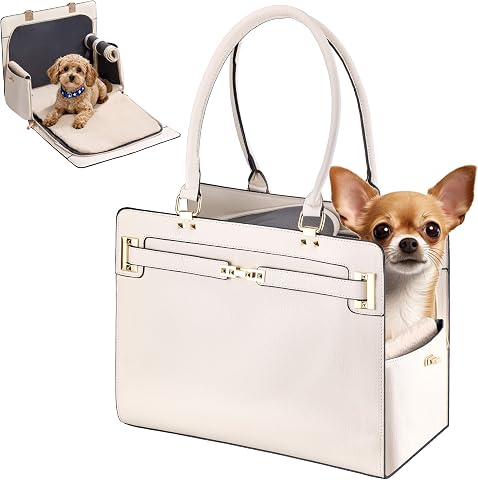 Dog Purse Carrier for Small Dogs, Stylish Foldable Pet Carrier Purse Tote Bag wi
