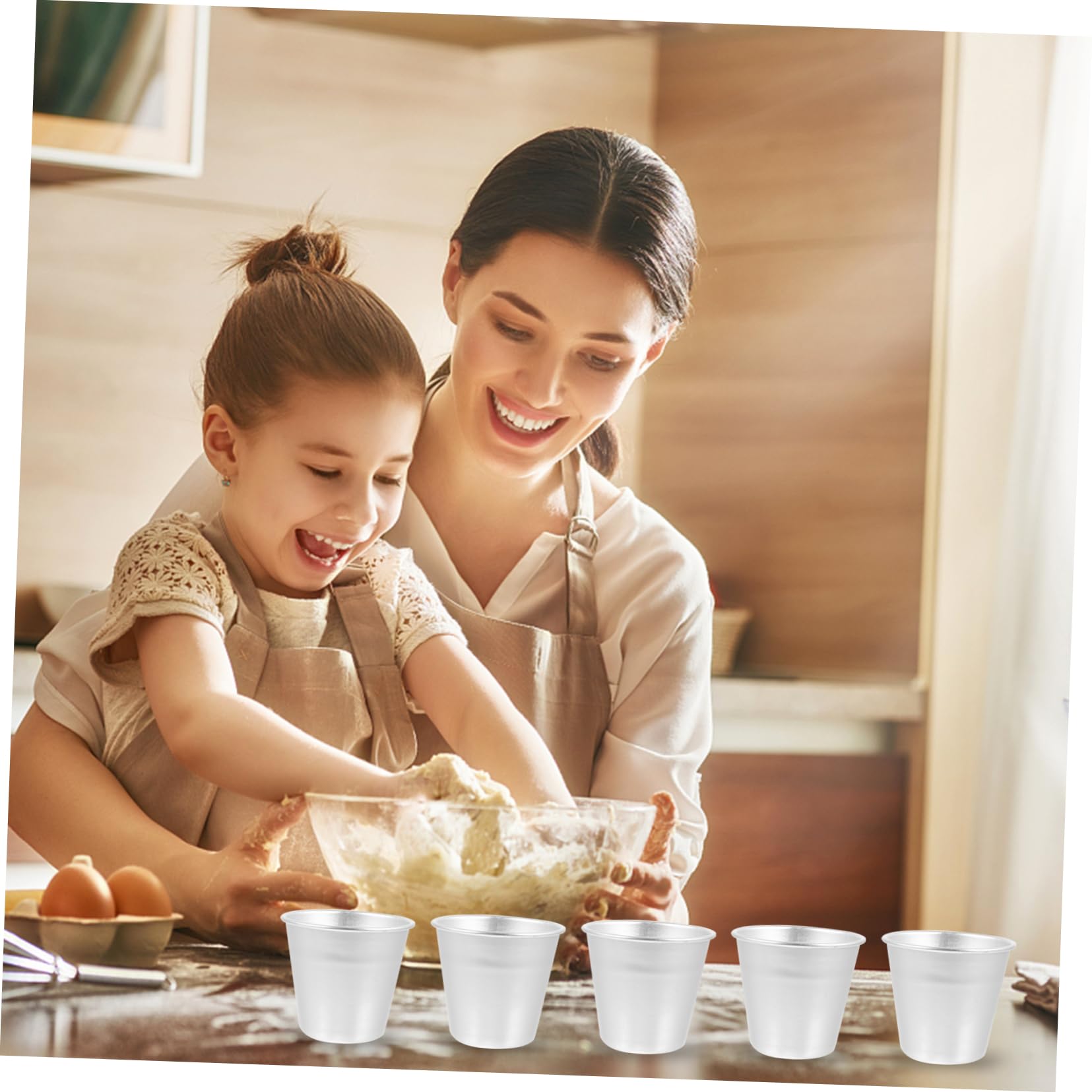 Mikinona 15-piece Aluminum Alloy Cake Molds Baking Tools for Home Non-stick Pudding Cups