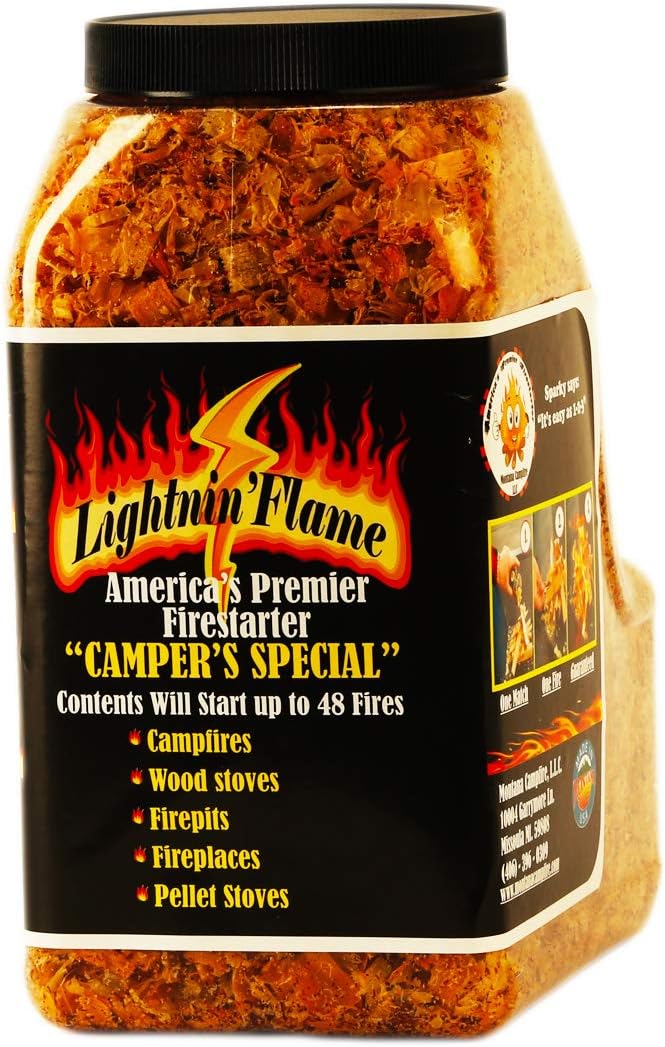 LIGHTNIN'FLAME Firestarter - All Natural Food Safe. 3 qts ignites 48 Fires
