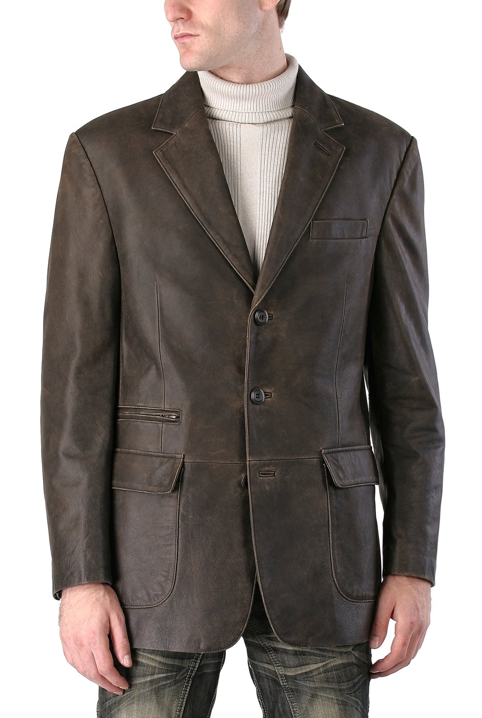 BGSD Distressed Cowhide Leather Blazer