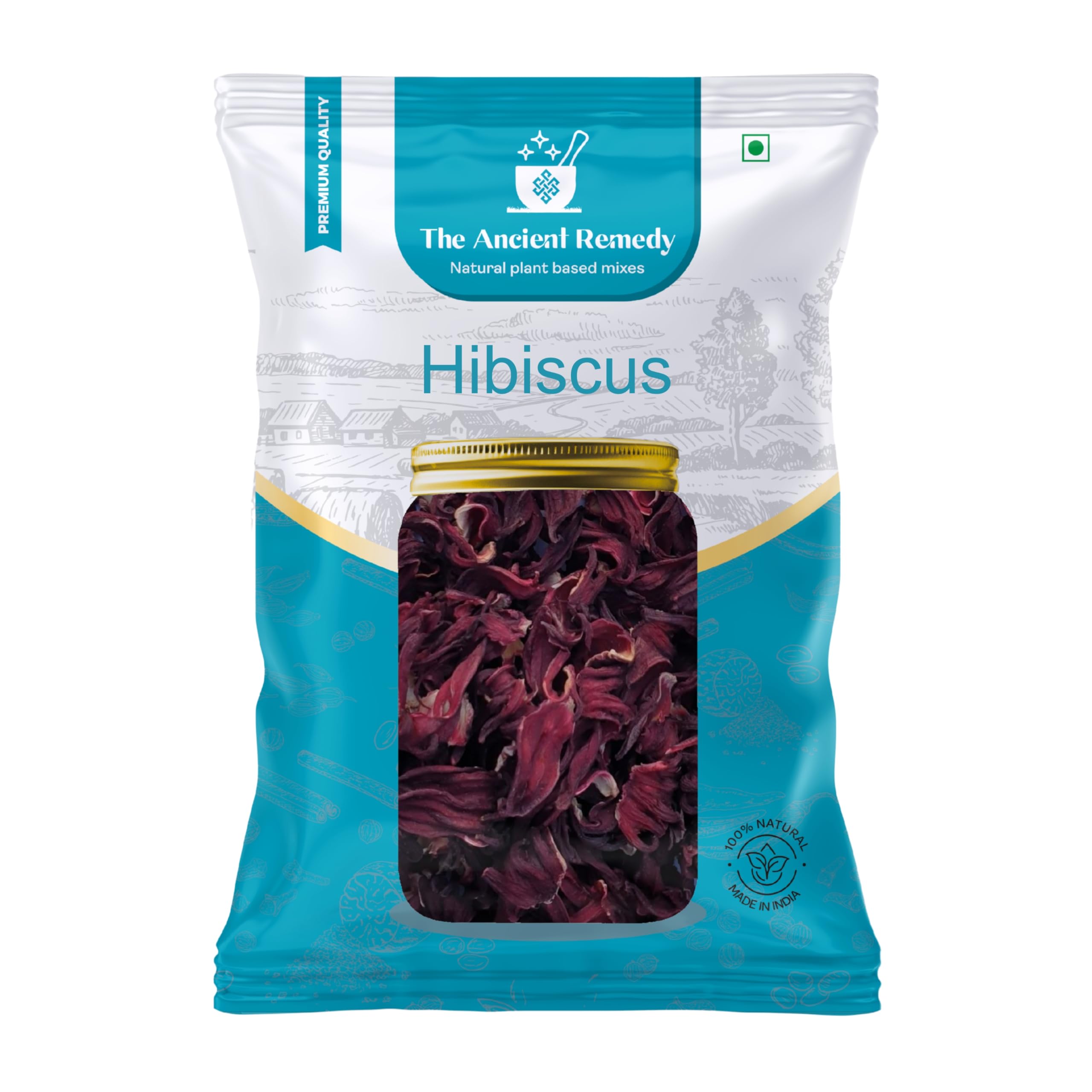 THE ANCIENT REMEDY Dry Hibiscus Flowers Leaves 125g | 100% Natural Sun-Dried Hibiscus | Premium Herbal Tea Ingredient | DIY Hair Care & Skin Care Ingredient | Dried Floral Botanical for Crafts, Infusions & Home Use