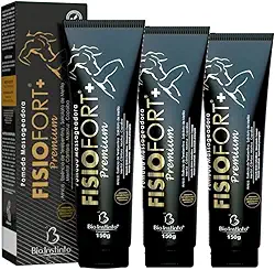Kit com 3 Pomada Massageadora FisioFort Premium 150g Cada