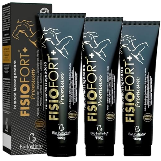 Kit com 3 Pomada Massageadora FisioFort Premium 150g Cada