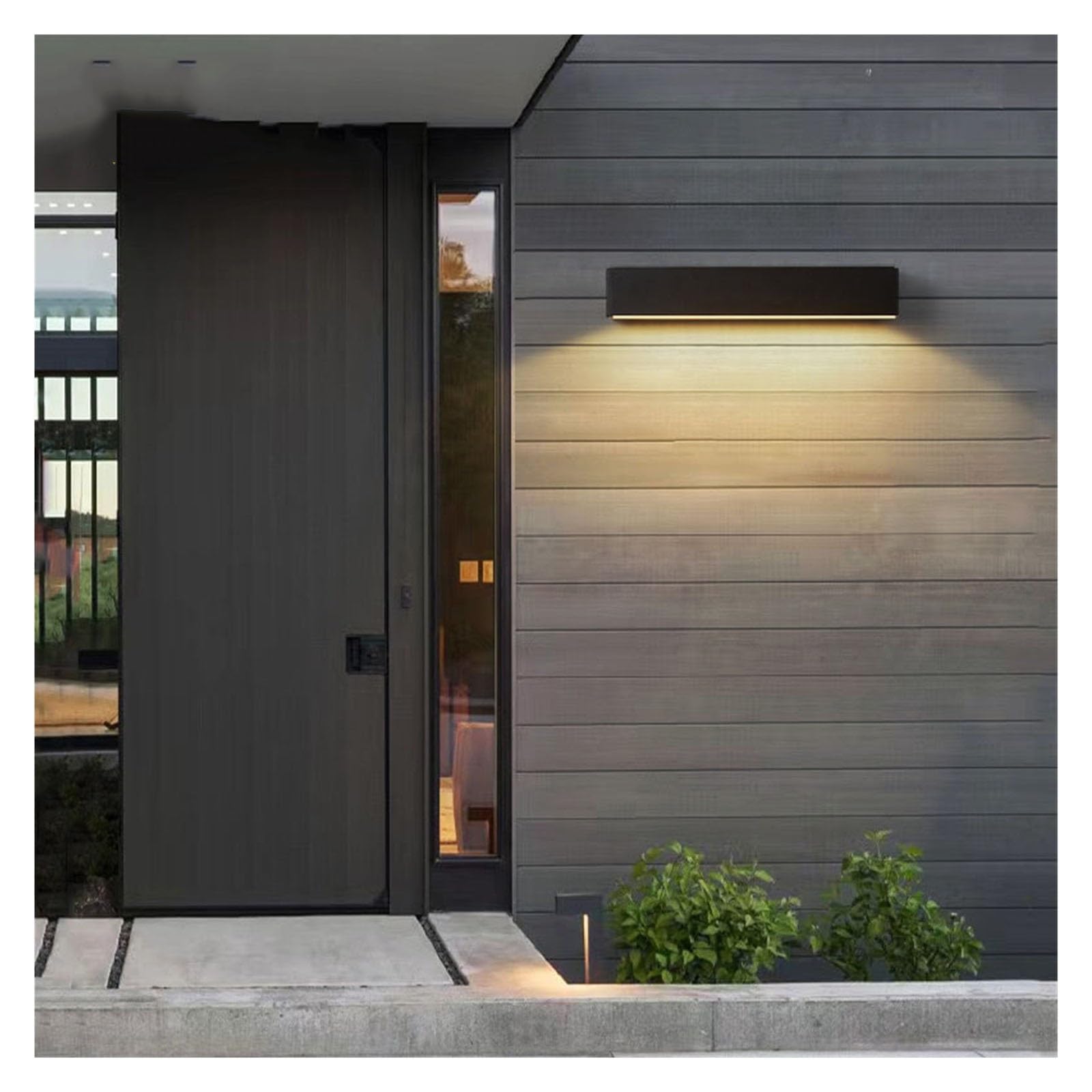 Kinkiety ścienne LED na werandzie aluminiowe oprawy oświetleniowe zewnętrzne IP65 wodoodporna lampa do domu drzwi do patio wystrój garażu(Cool white 6000k,Black 30cm)