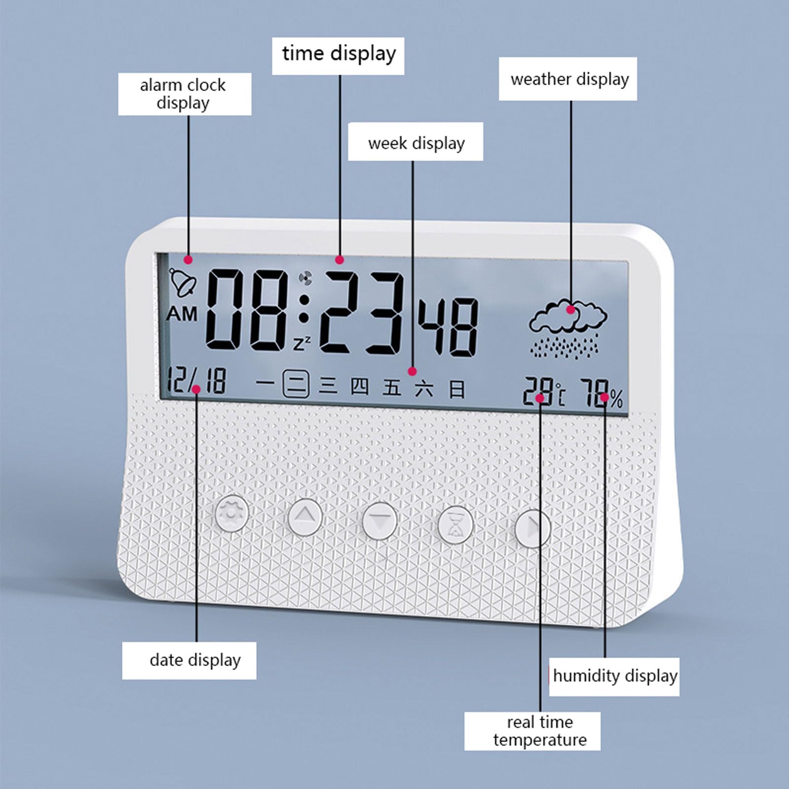 despertador, Reloj de mesa sencillo con función repetición alarma y