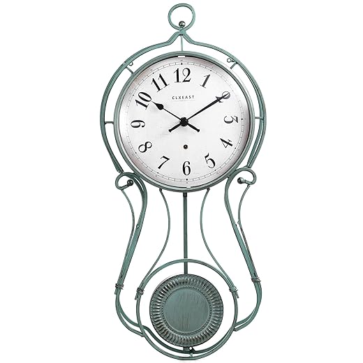 CLXEAST 20 Inch Metal Pendulum Wall Clock Battery Operated,Large Schoolhouse Wall Clocks for Living